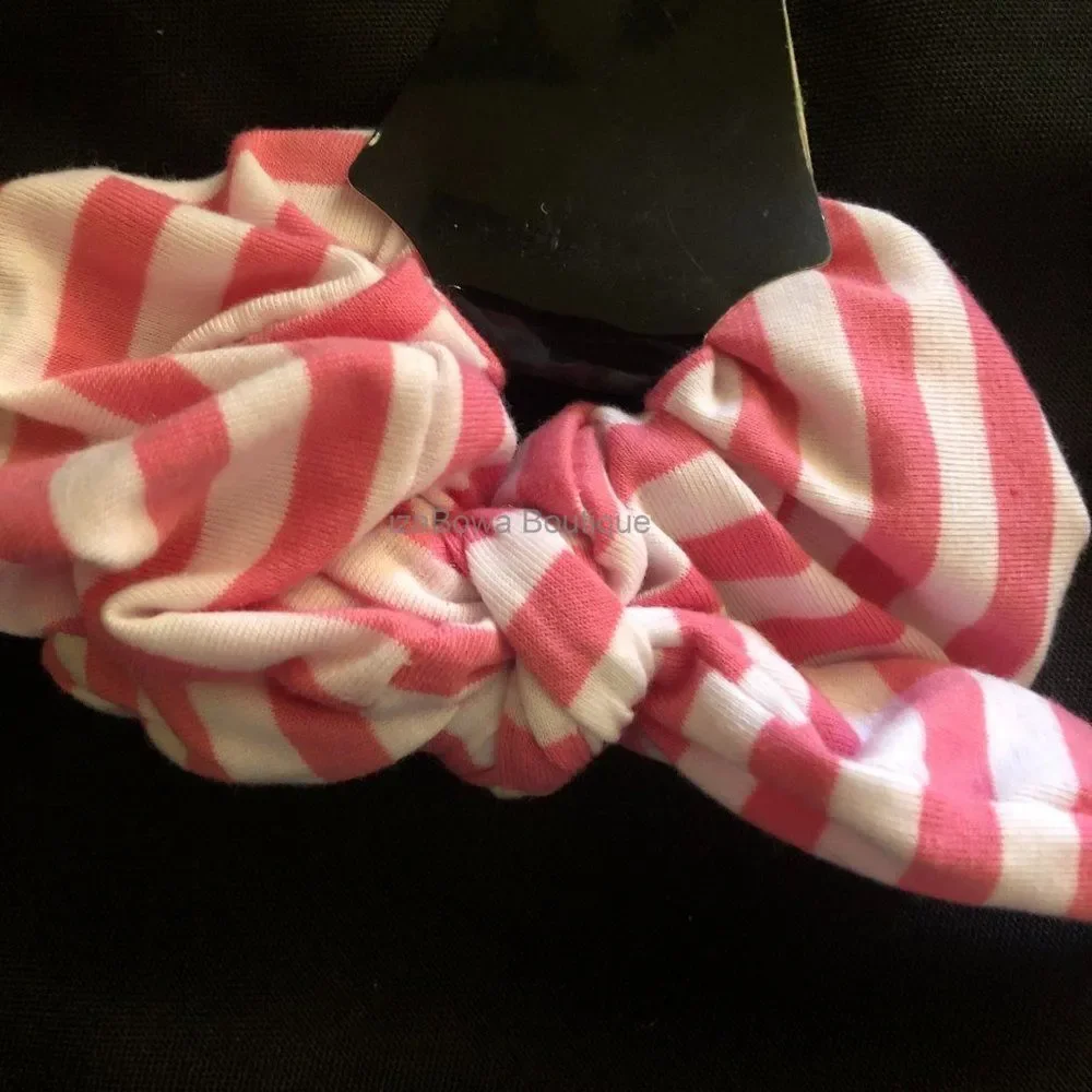 ***** Pink & White Stripe Bow Scrunchie  -women's-  SC2977  Handmade NWT Boutiqu